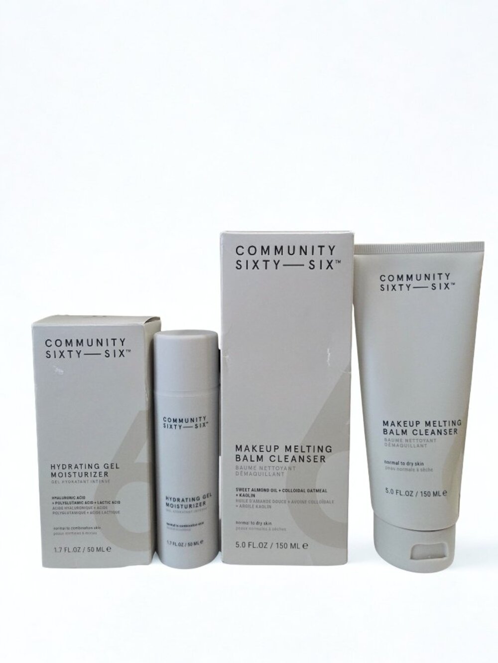 Community Sixty-Six Skincare Set Hydrating Gel Moisturizer + Balm Cleanser NIB